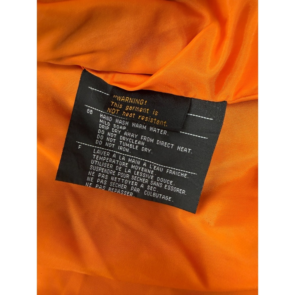 Harley-Davidson Womens Small Black Nylon Moto Bomber Jacket Orange Lining - Picture 9 of 10